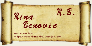 Mina Benović vizit kartica